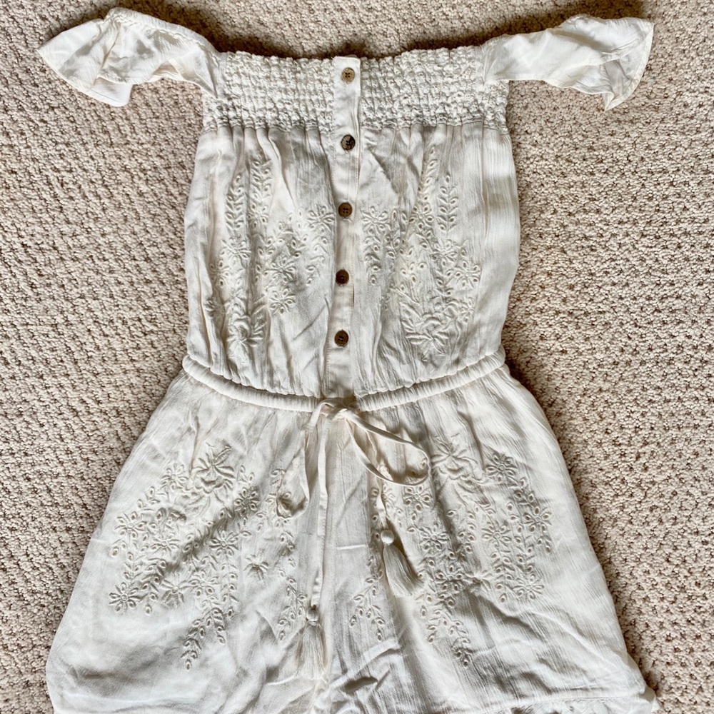 Off the shoulder white romper